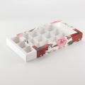Коробка на 15 конфет с фальшбортом цветная С ОКНОМ (12,2*20,4*3 см)